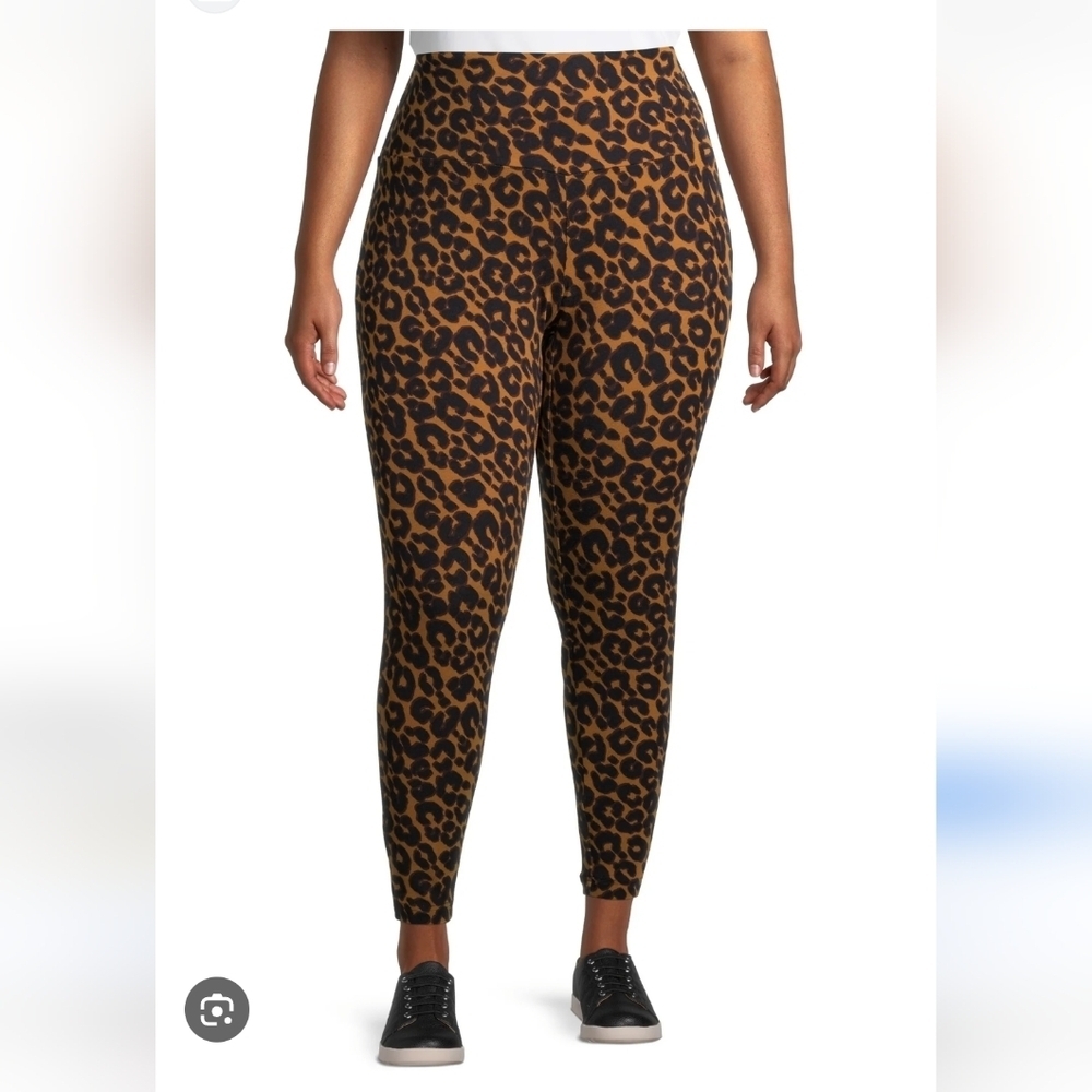 Terra & Sky Women's Plus Size Leopard Print Leggings Lightweight sz 0X, Stretch. - Picture 16 of 16